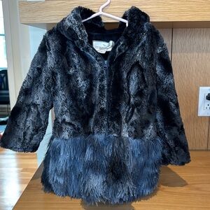 American widgeon girls faux fur hooded zip front jacket.  Size 4